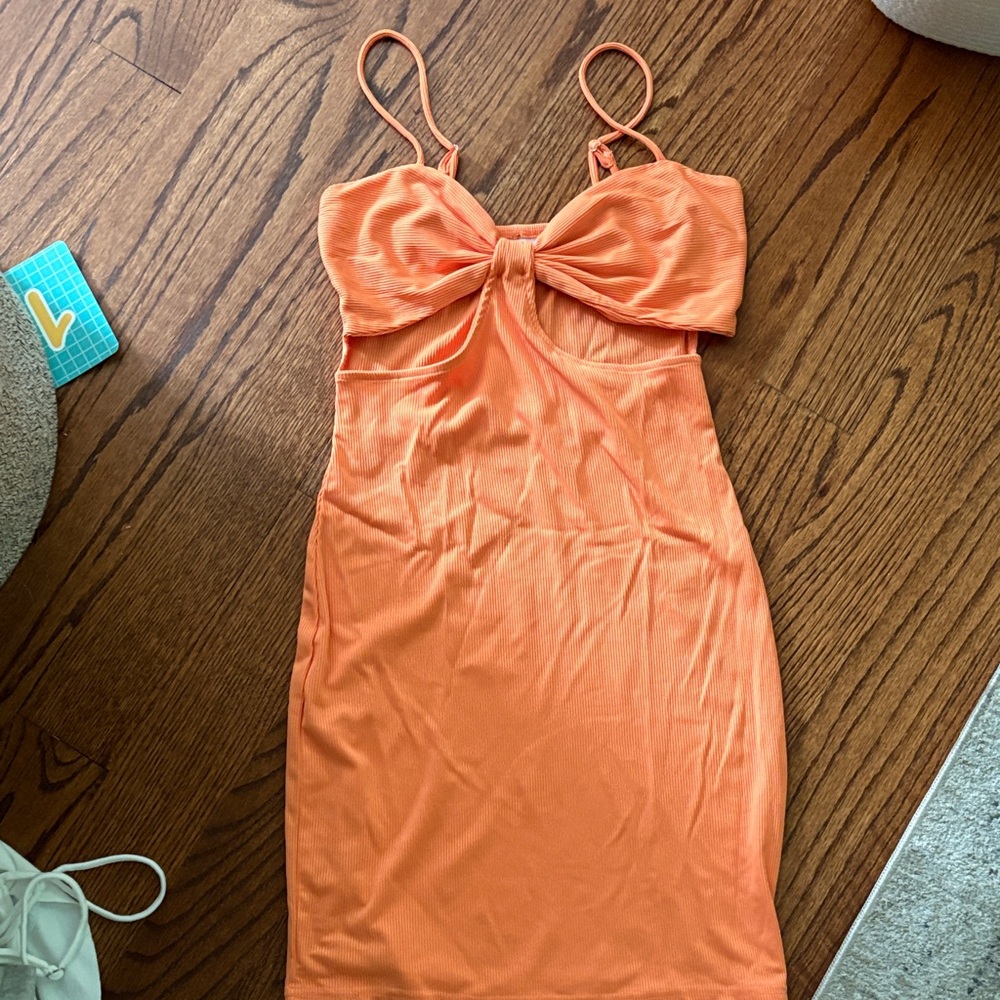 Princess Polly Orange Bow-Front Spaghetti Strap Mini Dress